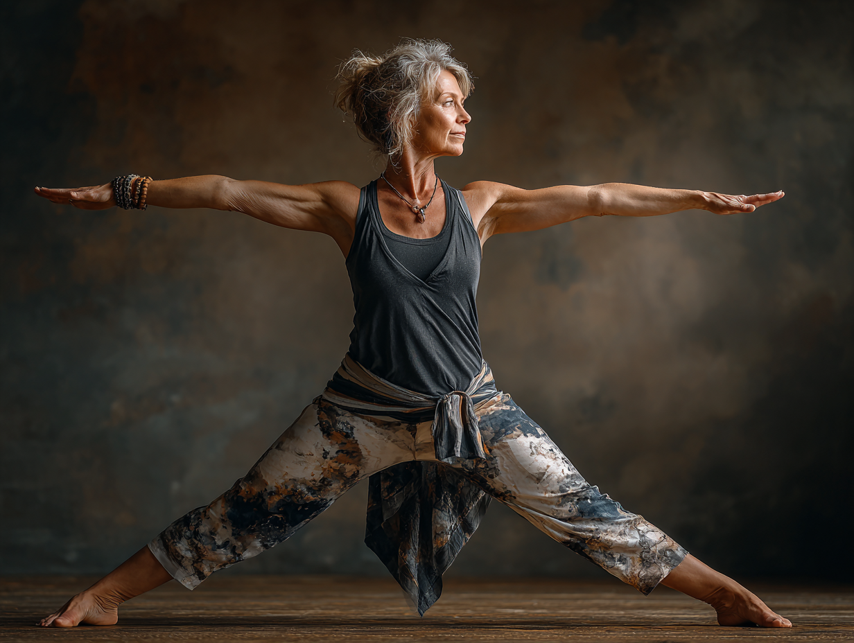 Щаслива група людей середнього віку після заняття йогою